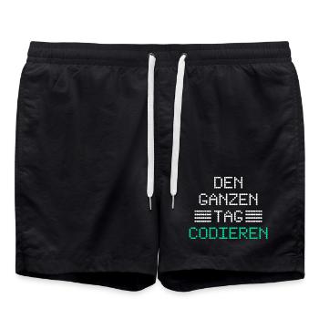 Nerd Computer CODING ALL DAY FUNNY - Swim Trunks - black - Front - AI Model Male 185 light (185cm)