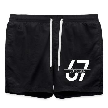67 Six Seven Meme 6 7 clean - Badeshorts - Schwarz - Vorne - AI Model Male 185 light (185cm)