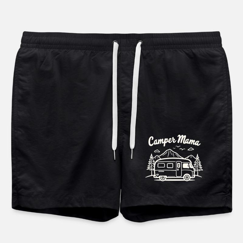 Camper Mom Adventure Mountains Camper - Swim Trunks - black