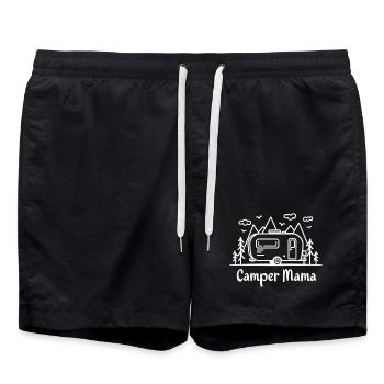 Camper Mama Abenteuer Berge Campingbus - Badeshorts - Schwarz - Vorne - AI Model Male 185 light (185cm)