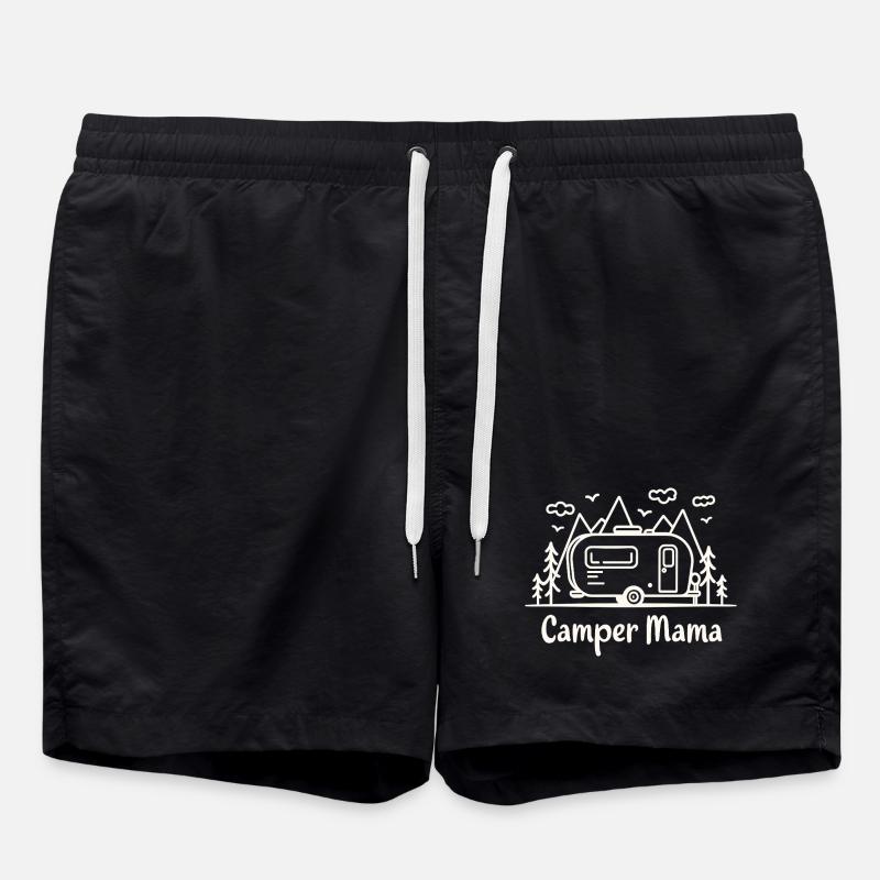 Camper Mom Adventure Mountains Camper - Swim Trunks - black