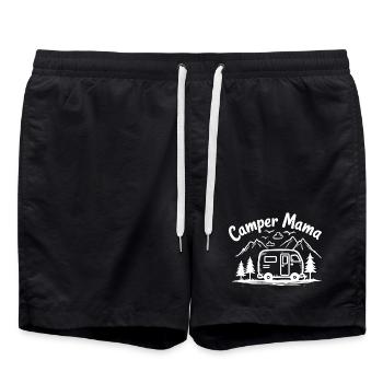 Camper Mama Abenteuer Berge Campingbus - Badeshorts - Schwarz - Vorne - AI Model Male 185 light (185cm)
