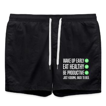 Funny New Year's Resolution - Swim Trunks - black - Front - AI Model Male 185 light (185cm)