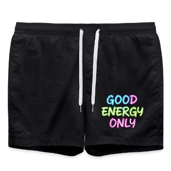 Neon Schriftzug Gute Energie Nur - Badeshorts - Schwarz - Vorne - AI Model Male 185 light (185cm)