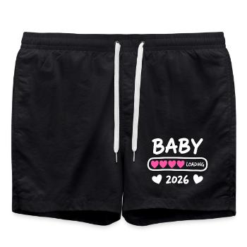 Baby Loading 2026 Schwangerschaft Eltern - Badeshorts - Schwarz - Vorne - AI Model Male 185 light (185cm)