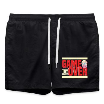 Game Over Retro Humor Again? - Swim Trunks - black - Front - AI Model Male 185 light (185cm)