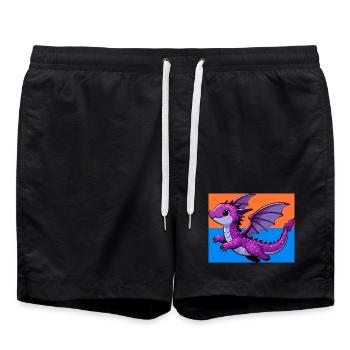Drache - Badeshorts - Schwarz - Vorne - AI Model Male 185 light (185cm)