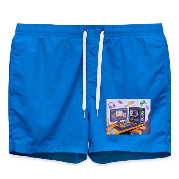 Bureau de jeu rétro néon RGB - Short de bain - cobalt blue - Devant