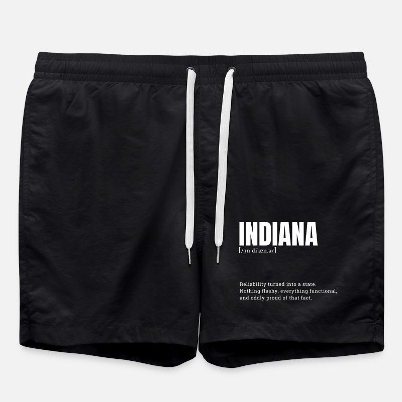 Indiana State Pride Retro Logo - Swim Trunks - black