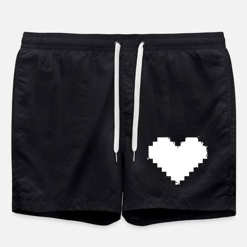 Pixel Heart Grunge Effect - Swim Trunks - black