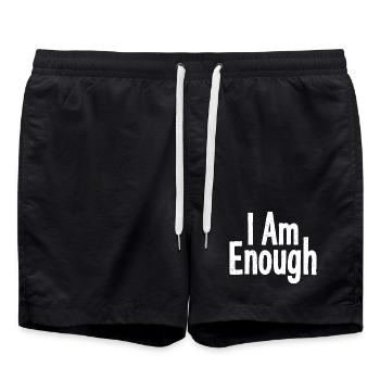 I Am Enough Self-Confidence Statement - Swim Trunks - black - Front - AI Model Male 185 light (185cm)