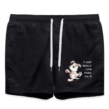 Dog Love Saying Drawing Funny Dog - Swim Trunks - black - Front - AI Model Male 185 light (185cm)