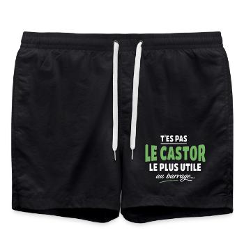 Deine Schritte sind der nützlichste Biber - Badeshorts - Schwarz - Vorne - AI Model Male 185 light (185cm)