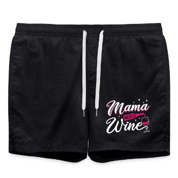 Maman a besoin de vin Art de citation drôle sur la maternité - Short de bain - noir - Devant - AI Model Male 185 light (185cm)