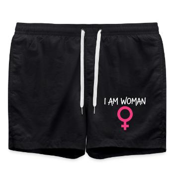 I Am Woman Feminism Power Woman - Swim Trunks - black - Front - AI Model Male 185 light (185cm)