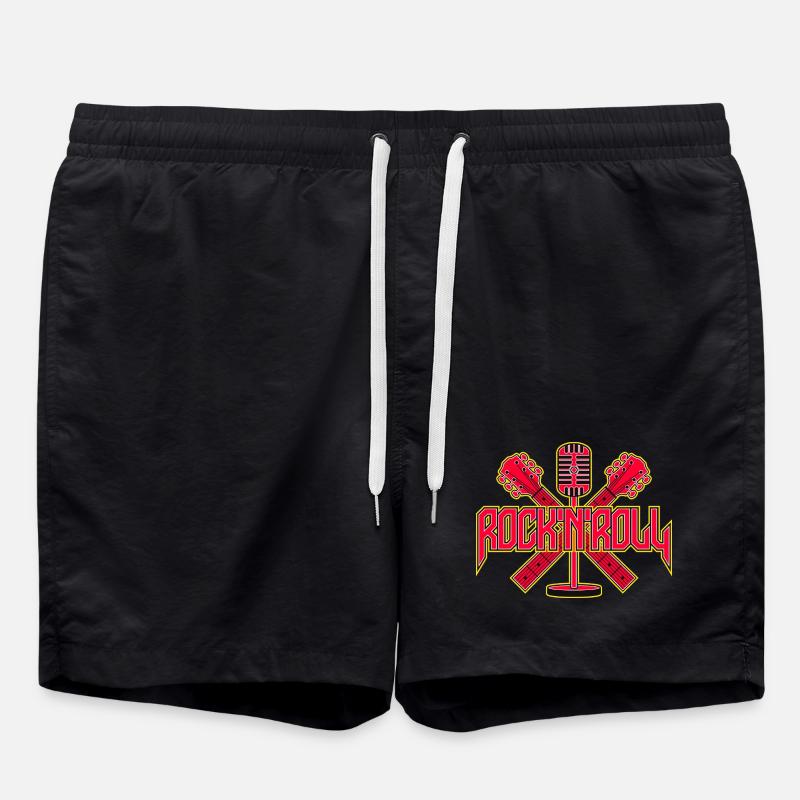 Rock 'N' Roll Retro Mic with Guitars - Swim Trunks - black