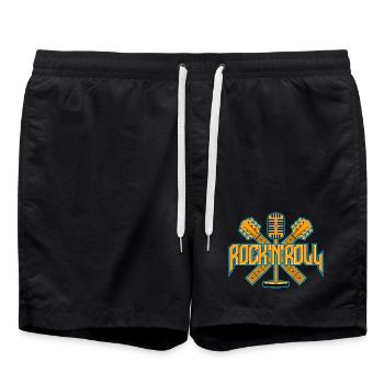 Rock 'N' Roll Retro Mic with Guitars - Swim Trunks - black - Front - AI Model Male 185 light (185cm)