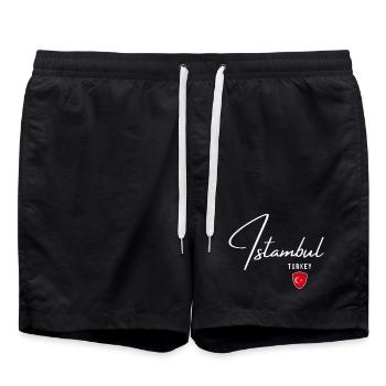 Istanbul Turkey, elegant design Istanbul - Swim Trunks - black - Front - AI Model Male 185 light (185cm)