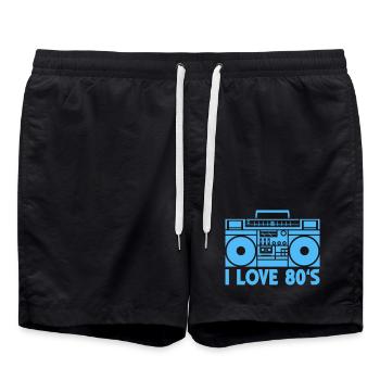 80er Boombox Statement - Badeshorts - Schwarz - Vorne - AI Model Male 185 light (185cm)