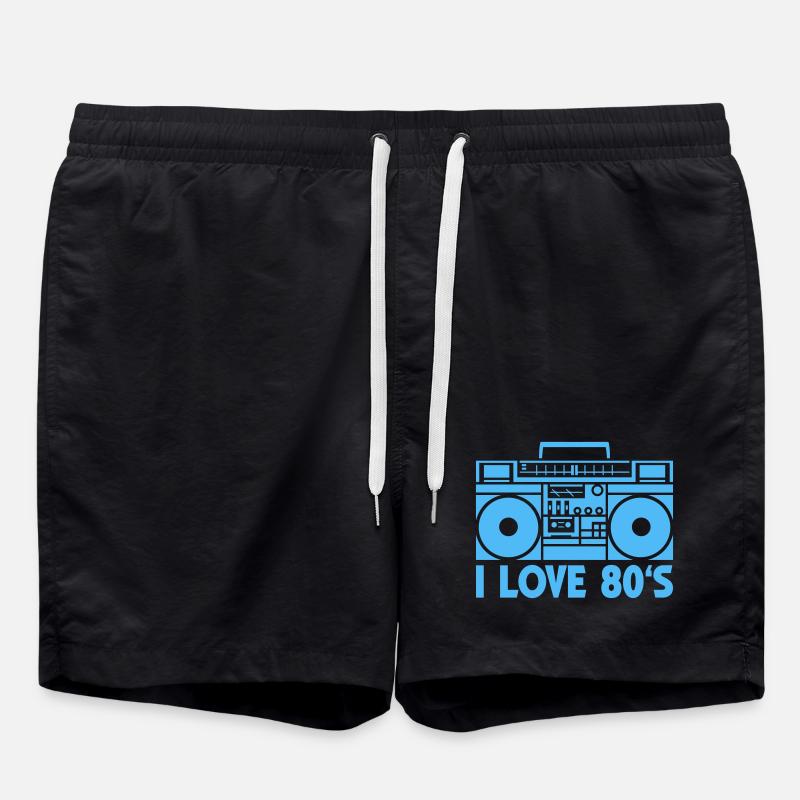 80s Boombox Statement - Swim Trunks - black