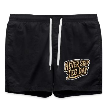 Gym Insider Bodybuilding Leg Day Joke Fitness - Swim Trunks - black - Front - AI Model Male 185 light (185cm)