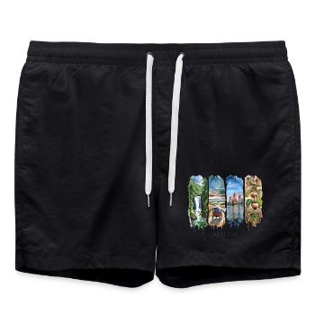 Ohio Travel – Cœur de tout et histoire - Short de bain - noir - Devant - AI Model Male 185 light (185cm)