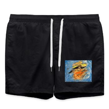 Tourbillon bleu orange - Short de bain - noir - Devant - AI Model Male 185 light (185cm)
