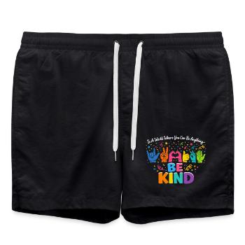 Be Kind Langue Des Signes Inclusif - Short de bain - noir - Devant - AI Model Male 185 light (185cm)