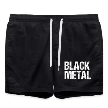 Black Metal Distressed Text - Swim Trunks - black - Front - AI Model Male 185 light (185cm)