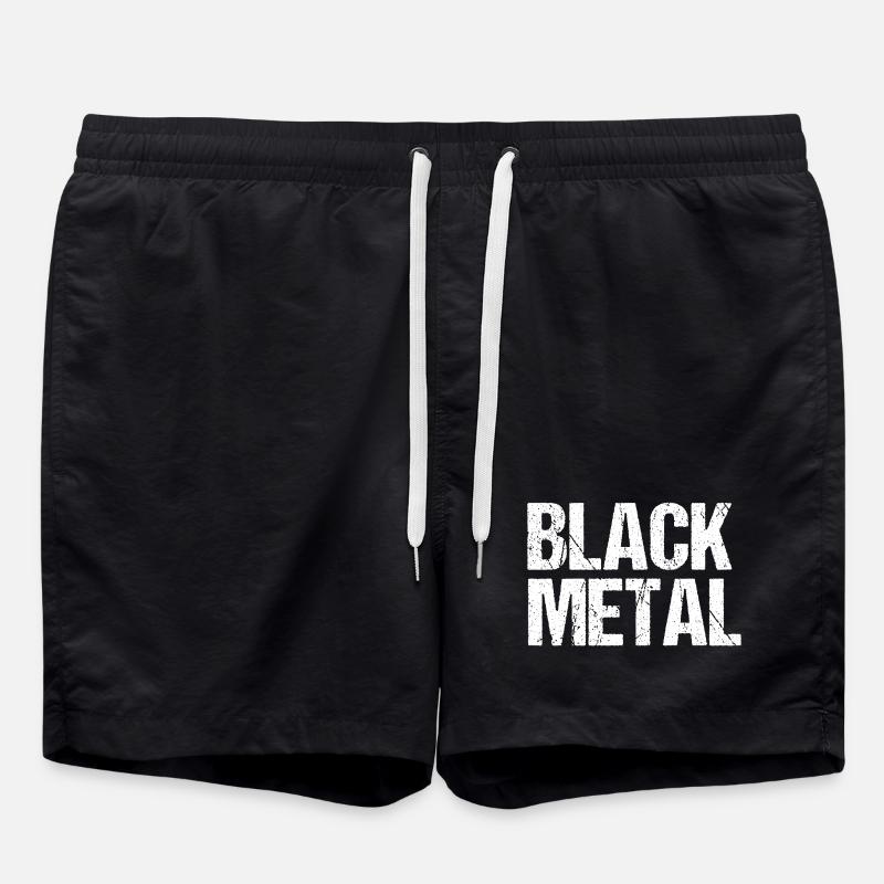 Black Metal Distressed Text - Swim Trunks - black