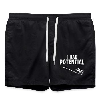 I had potential – slide humor - Swim Trunks - black - Front - AI Model Male 185 light (185cm)