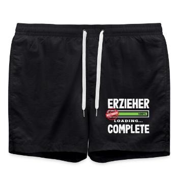 Erzieher Bestanden Abschluss Prüfung Kita Spruch - Badeshorts - Schwarz - Vorne - AI Model Male 185 light (185cm)