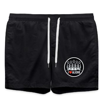I Love Aliens Extraterrestrial UFO Fan - Swim Trunks - black - Front - AI Model Male 185 light (185cm)
