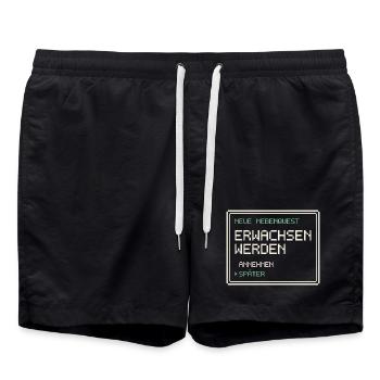 Neue Nebenquest Erwachsen werden - Pixel Retro - Badeshorts - Schwarz - Vorne - AI Model Male 185 light (185cm)