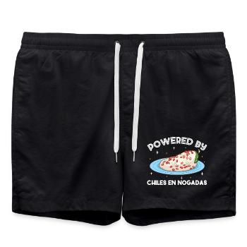 Powered by Chiles en Nogadas - Badeshorts - Schwarz - Vorne - AI Model Male 185 light (185cm)