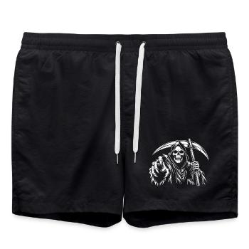 Halloween Skelett Sensenmann - Badeshorts - Schwarz - Vorne - AI Model Male 185 light (185cm)