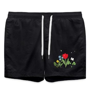Blumen floral Natur Design Gartenfreunde - Badeshorts - Schwarz - Vorne - AI Model Male 185 light (185cm)