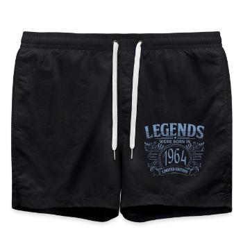Legnden were born in 1964 60th birthday Sayings - Swim Trunks - black - Front - AI Model Male 185 light (185cm)