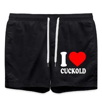 I love cuckold - Short de bain - noir - Devant - AI Model Male 185 light (185cm)