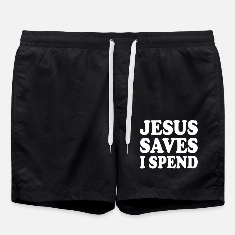 jesus saves i spend - Swim Trunks - black
