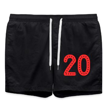 20. 20 YEARS. 20th ANNIVERSARY. 20TH ANNIVERSARY. - Swim Trunks - black - Front - AI Model Male 185 light (185cm)