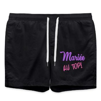 FUTURE MARIEE. EVJF - Short de bain - noir - Devant - AI Model Male 185 light (185cm)