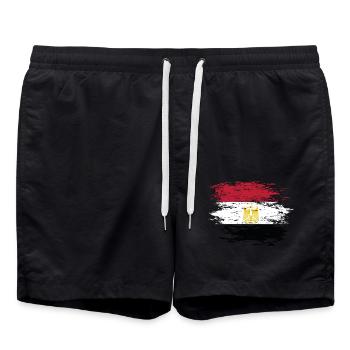 Egypt flag used - Swim Trunks - black - Front - AI Model Male 185 light (185cm)