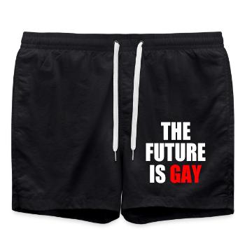 The future is gay - Swim Trunks - black - Front - AI Model Male 185 light (185cm)