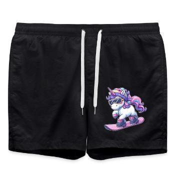 Unicorn Snowboard Winter Magic - Swim Trunks - black - Front - AI Model Male 185 light (185cm)
