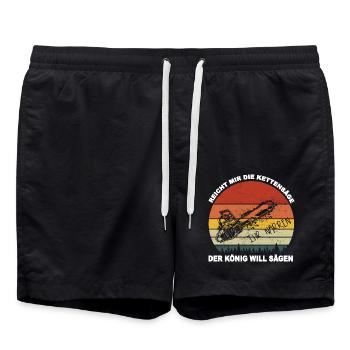 Waldarbeiter Baumfäller reicht mir die Kettensäge - Badeshorts - Schwarz - Vorne - AI Model Male 185 light (185cm)