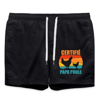 Best Dad | Certified Daddy Hen - Swim Trunks - black - Front - AI Model Male 185 light (185cm)