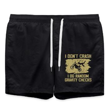 I Don t Crash, I Do Random Gravity Checks - Swim Trunks - black - Front - AI Model Male 185 light (185cm)