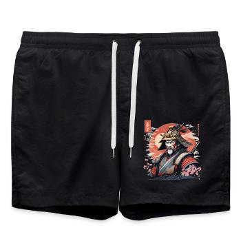 Japanischer Samurai - Badeshorts - Schwarz - Vorne - AI Model Male 185 light (185cm)