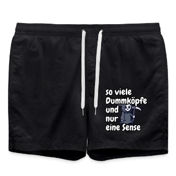 so viele Dumköpfe und nur eine Sense, lustig - Badeshorts - Schwarz - Vorne - AI Model Male 185 light (185cm)